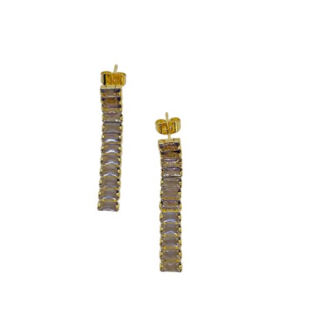 earrings gold steel long purple crystals